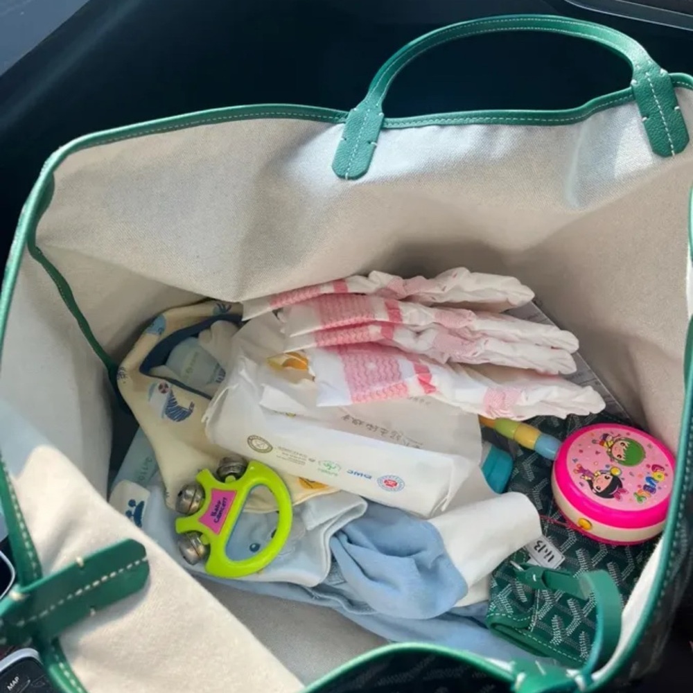 Large Green Patterned Shoulder Tote Bag - image 2